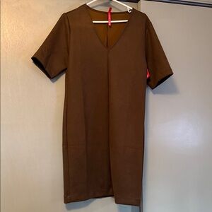 SPANX Deep Olive Green V-Neck Mini Dress